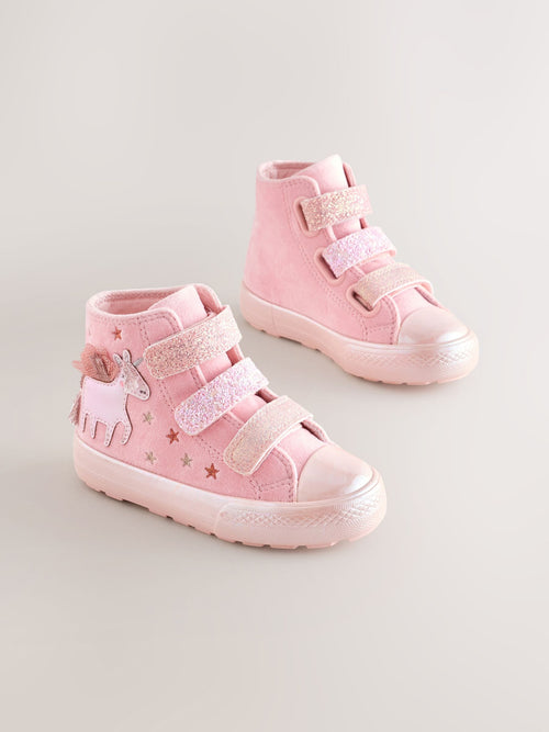Pink Unicorn Touch Fastening High Top Trainers image 1