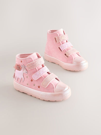 Pink Unicorn Touch Fastening High Top Trainers image 2