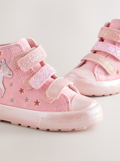 Pink Unicorn Touch Fastening High Top Trainers image 6