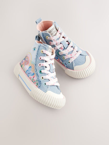 Denim Blue Rainbow Standard Fit (F) High Top Trainers image 1