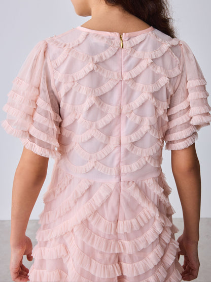 Baker by Ted Baker Pink Bead Embellished Tiered Ruffle Dress image 10