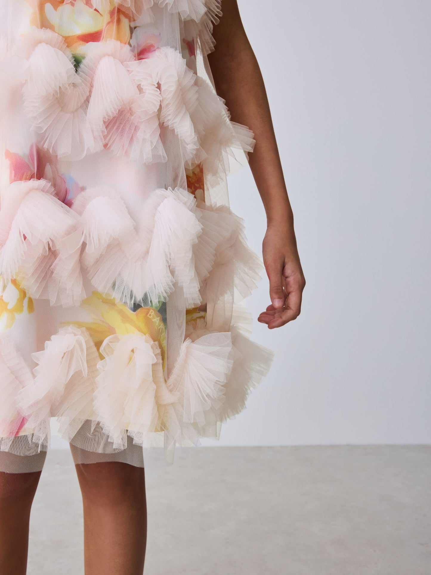 Baker by Ted Baker Pink 3D Fluffy Ruffle Mesh Overlay Halter Dress image 9