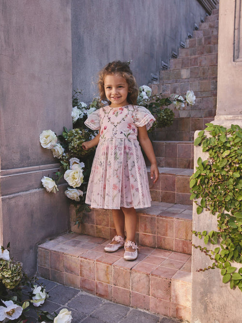 Baker by Ted Baker Pink Organza Floral Trellis Lace Overlay Dress image 1