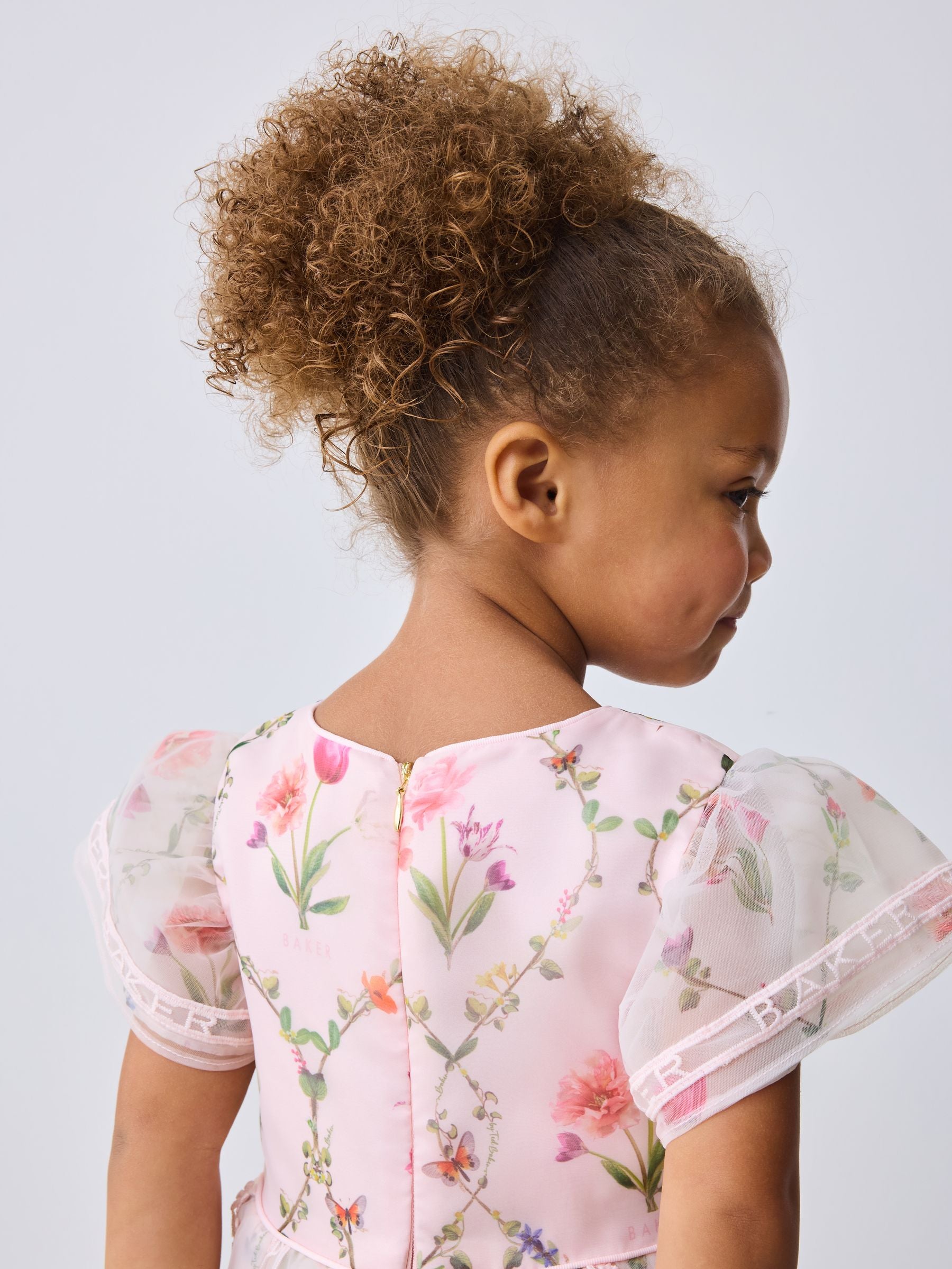 Baker by Ted Baker Pink Organza Floral Trellis Lace Overlay Dress image 6