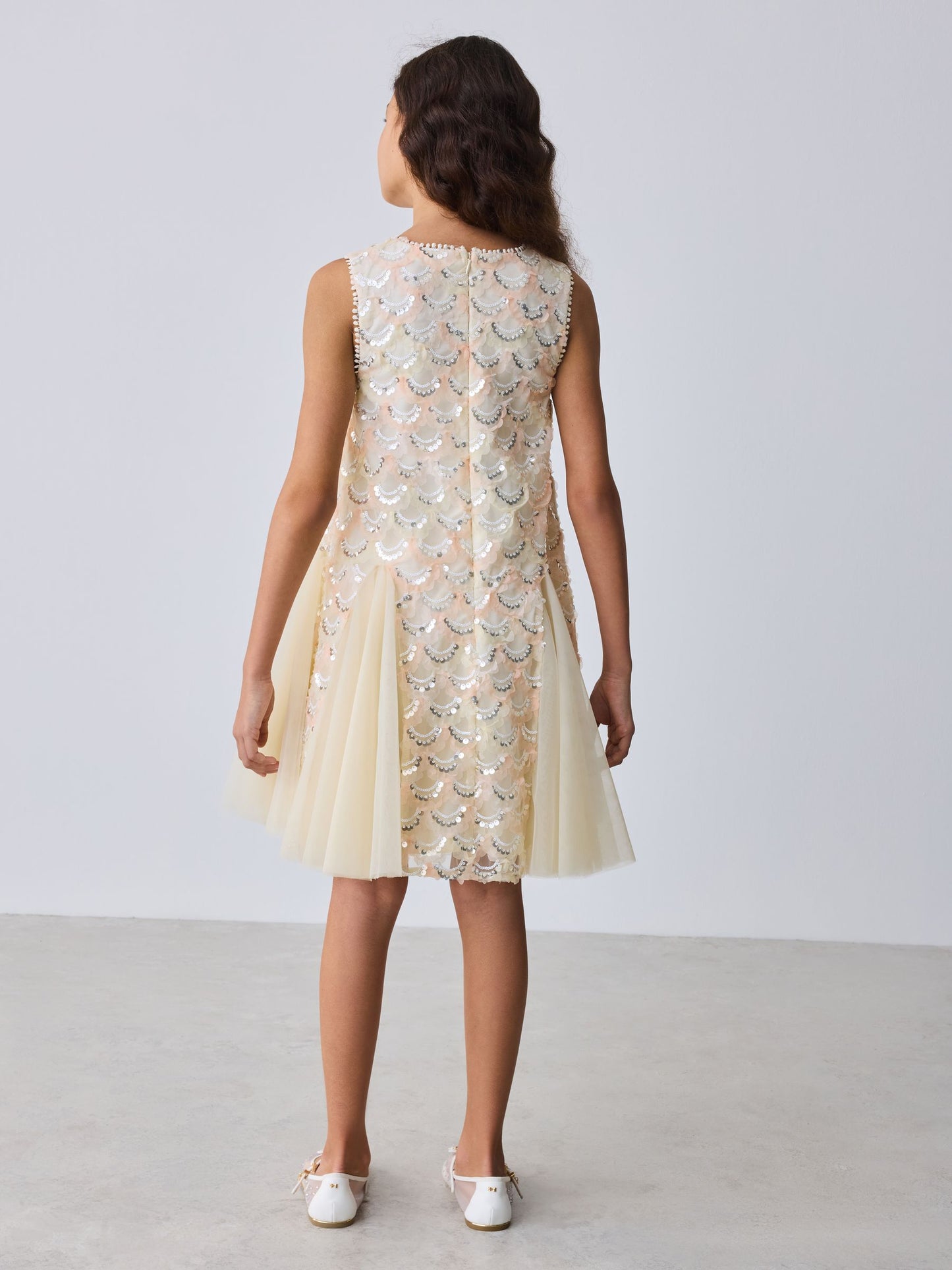 Baker by Ted Baker Sequin Godet Mesh Dress & Cape Set image 7