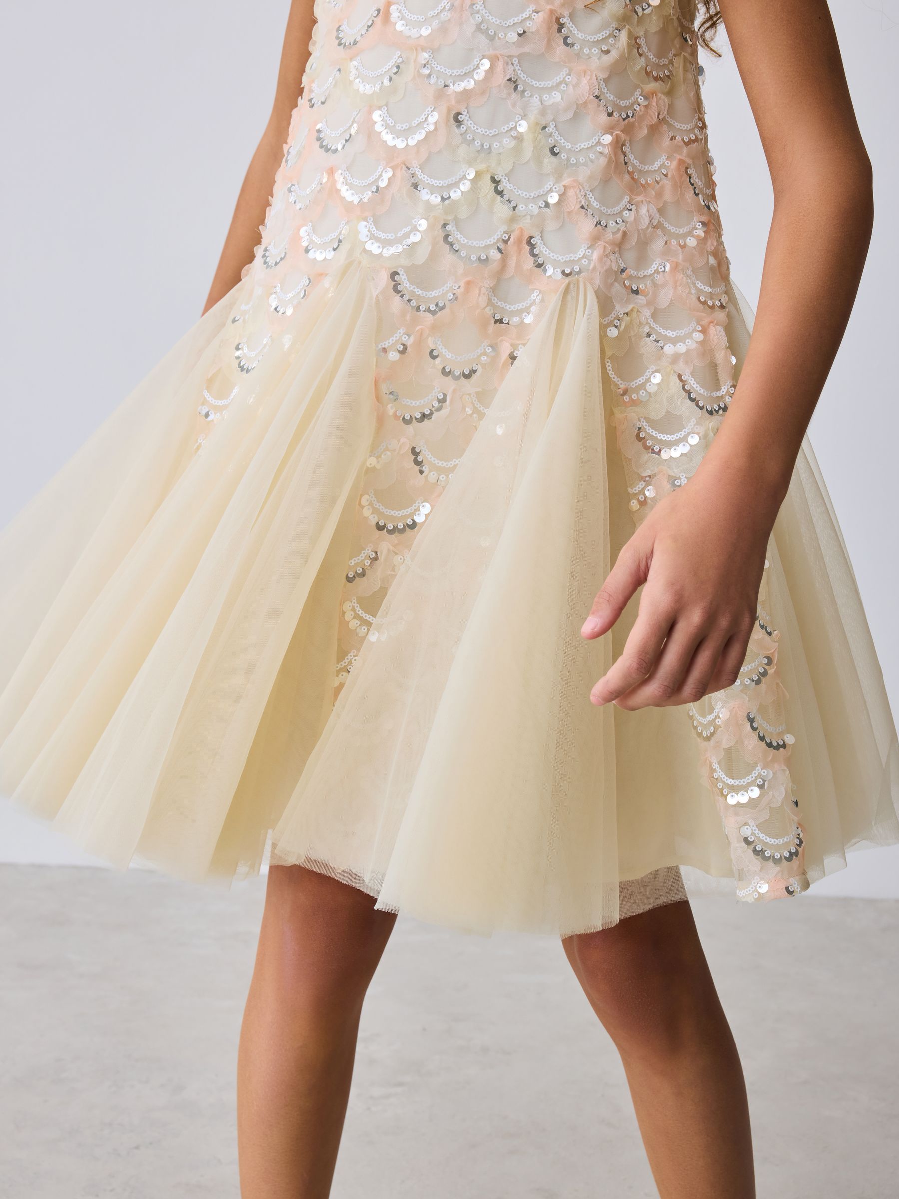 Baker by Ted Baker Sequin Godet Mesh Dress & Cape Set image 8