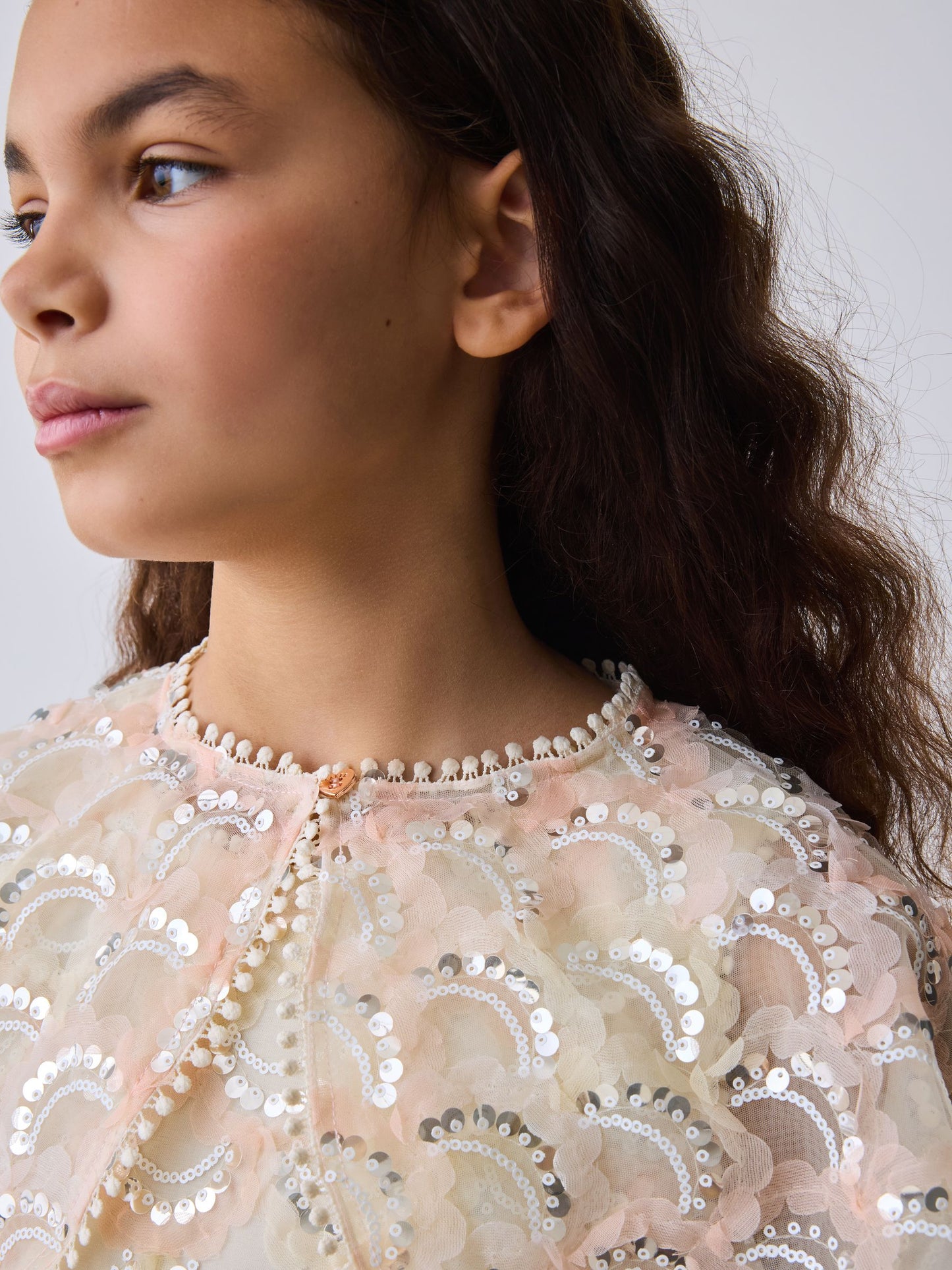 Baker by Ted Baker Sequin Godet Mesh Dress & Cape Set image 9