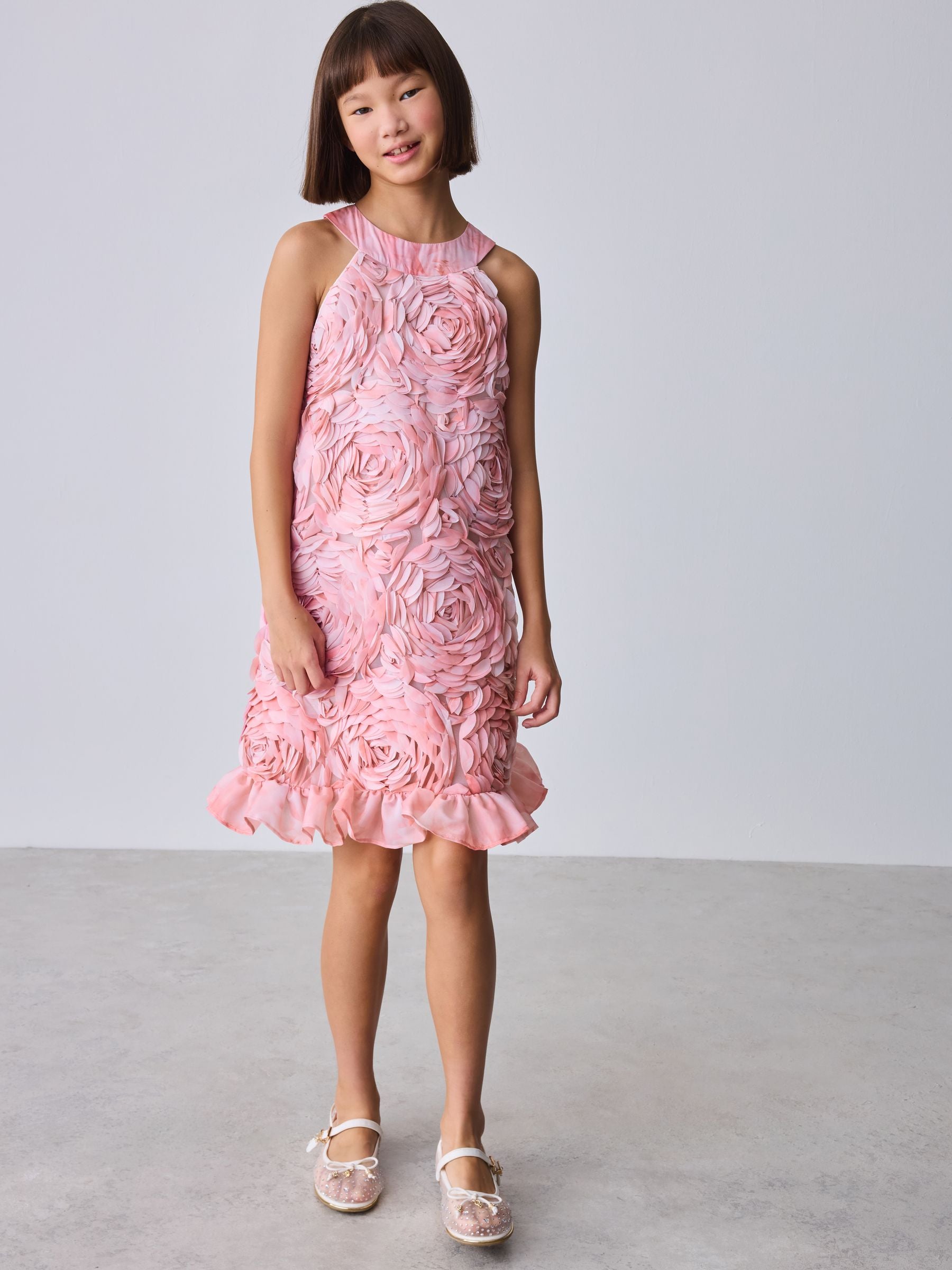 Baker by Ted Baker Pink 3D Textured Floral Halter Dress image 2