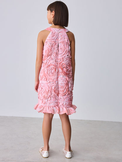 Baker by Ted Baker Pink 3D Textured Floral Halter Dress image 3