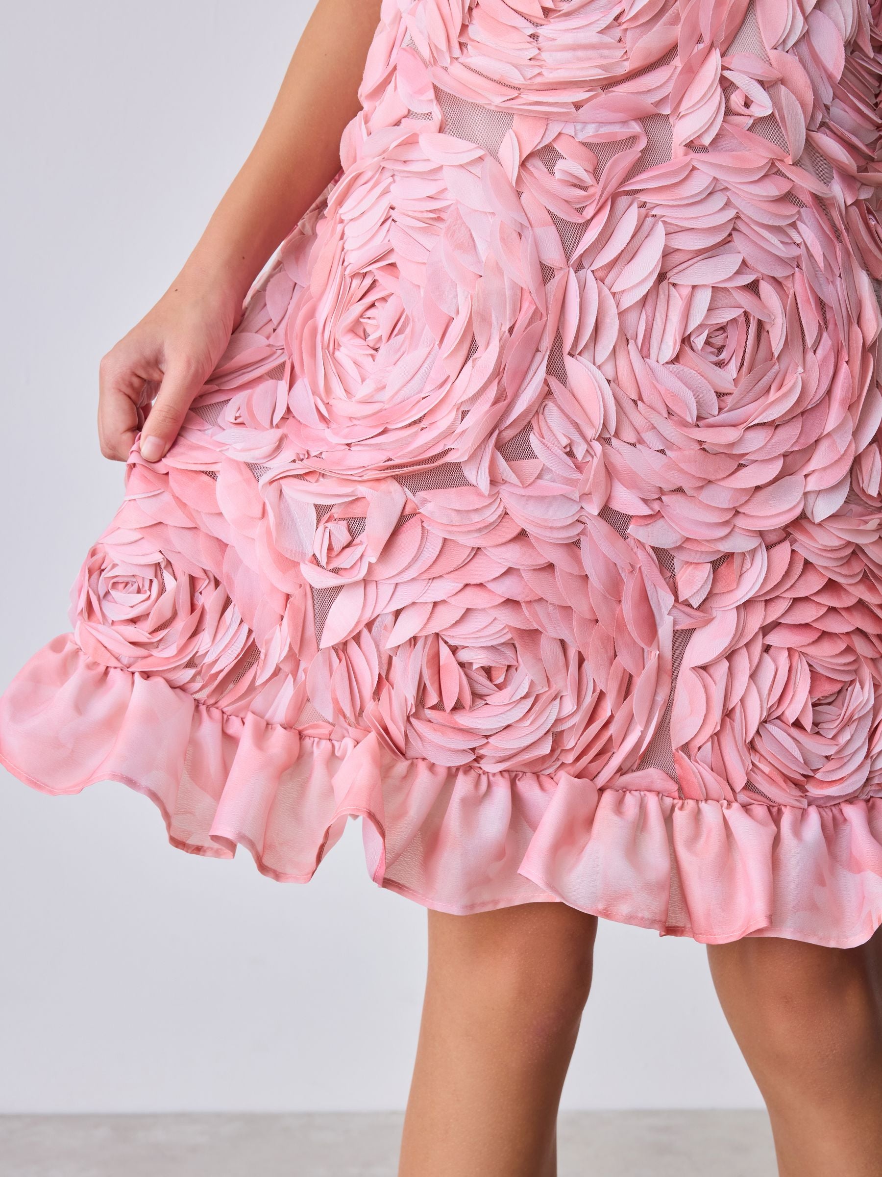 Baker by Ted Baker Pink 3D Textured Floral Halter Dress image 4