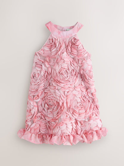 Baker by Ted Baker Pink 3D Textured Floral Halter Dress image 6