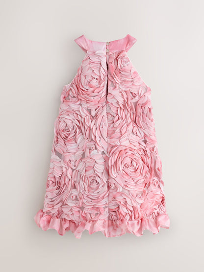 Baker by Ted Baker Pink 3D Textured Floral Halter Dress image 7
