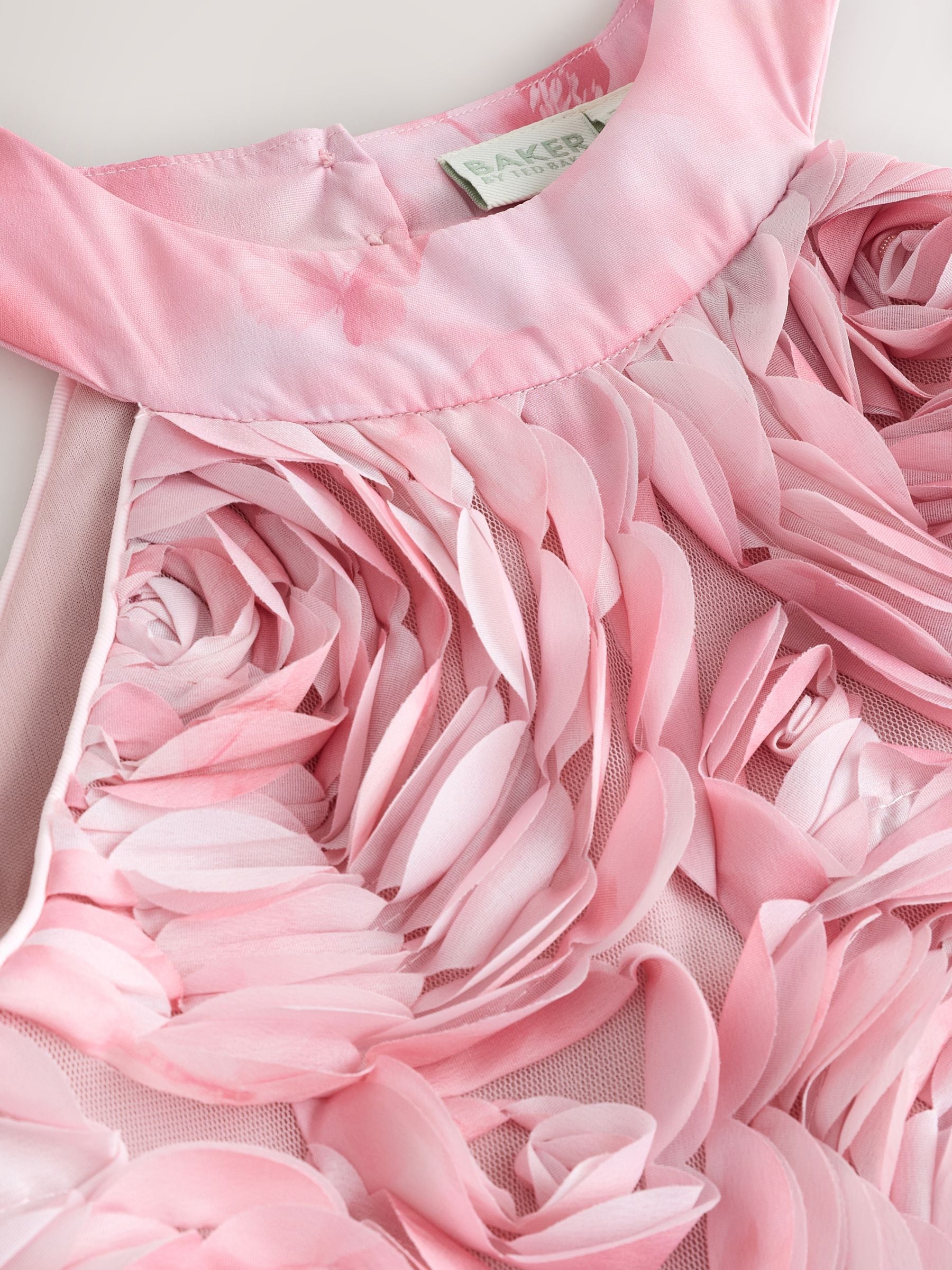 Baker by Ted Baker Pink 3D Textured Floral Halter Dress image 9