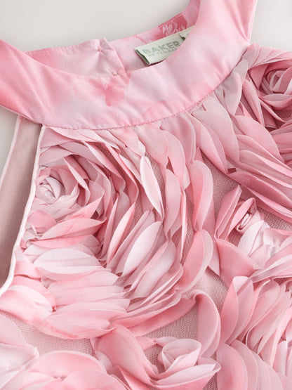 Baker by Ted Baker Pink 3D Textured Floral Halter Dress image 9