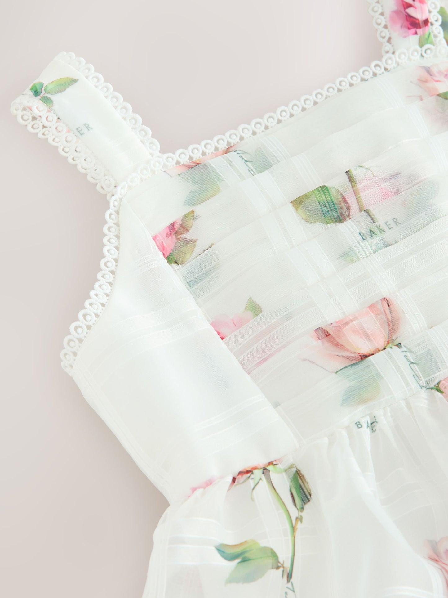 Baker by Ted Baker Burnout Organza Floral Tiered Midi White Dress image 10