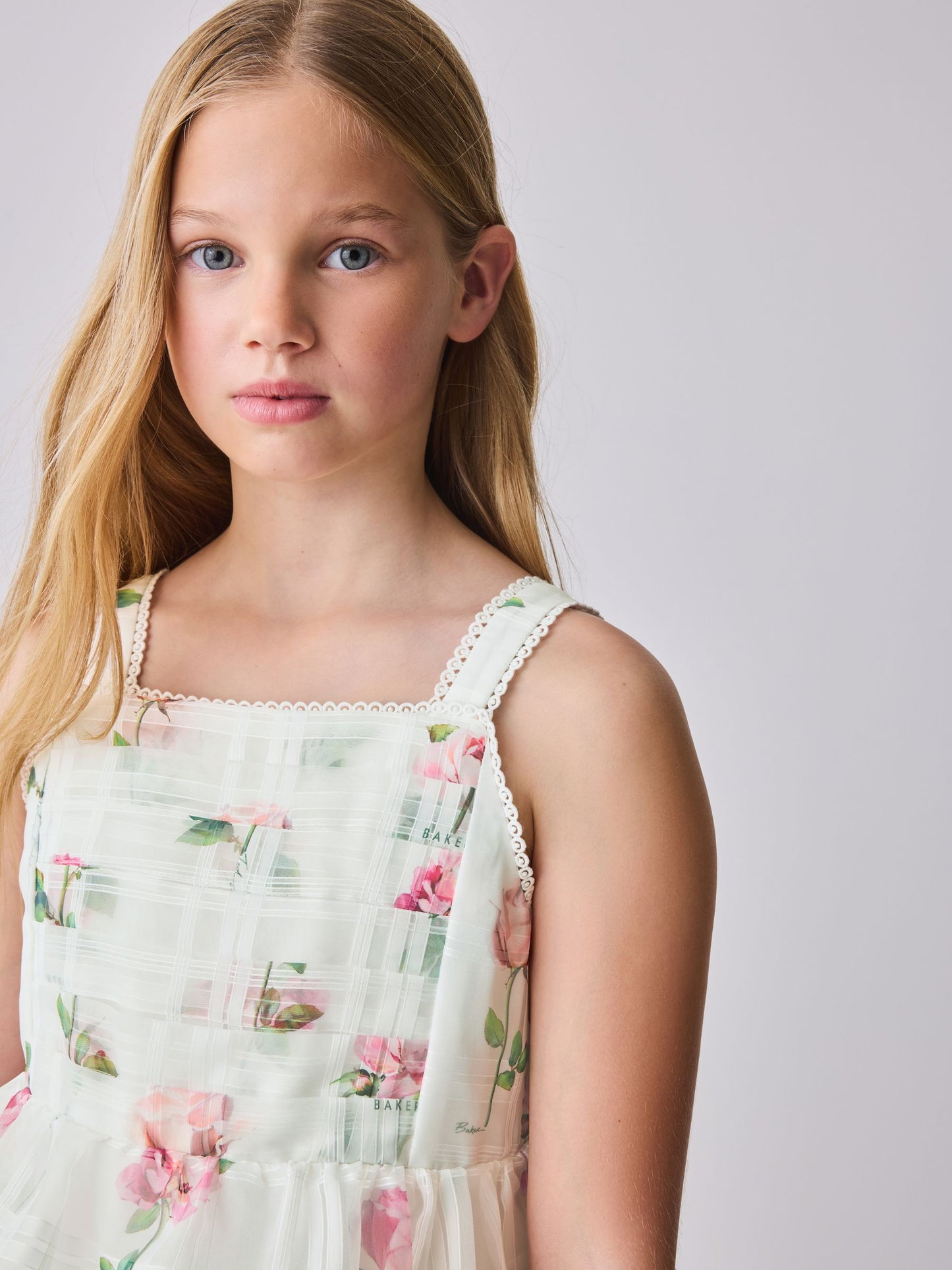 Baker by Ted Baker Burnout Organza Floral Tiered Midi White Dress image 4