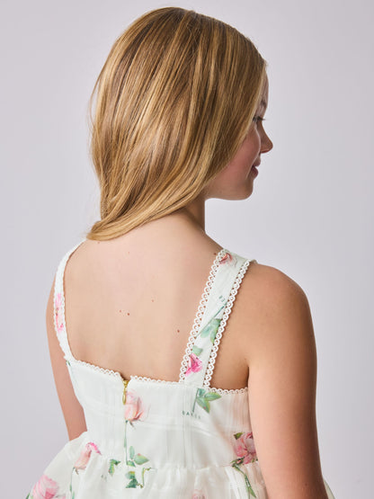 Baker by Ted Baker Burnout Organza Floral Tiered Midi White Dress image 5