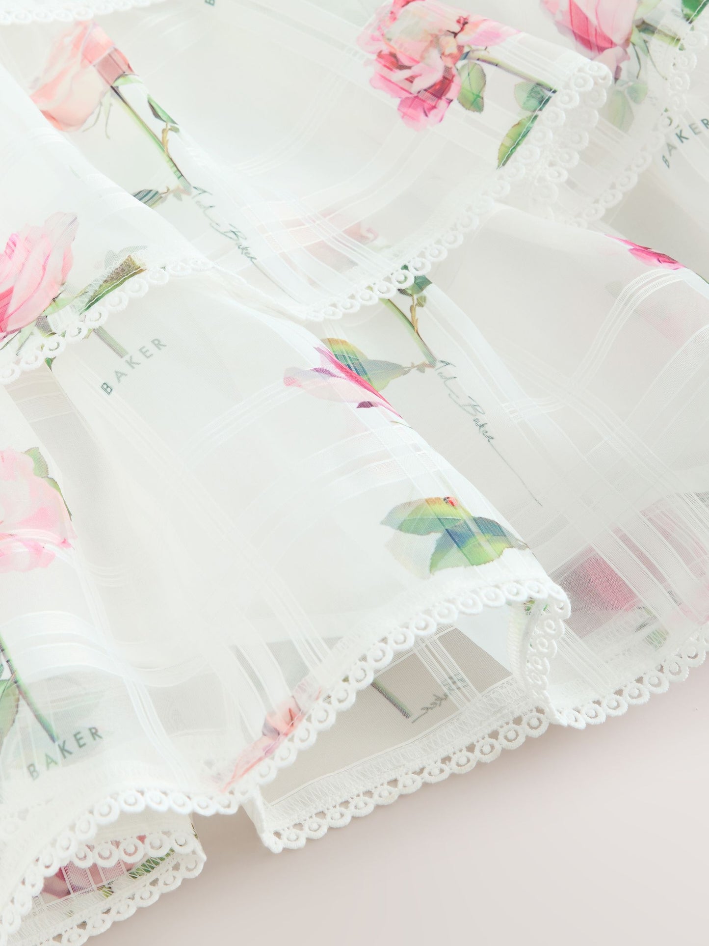 Baker by Ted Baker Burnout Organza Floral Tiered Midi White Dress image 9