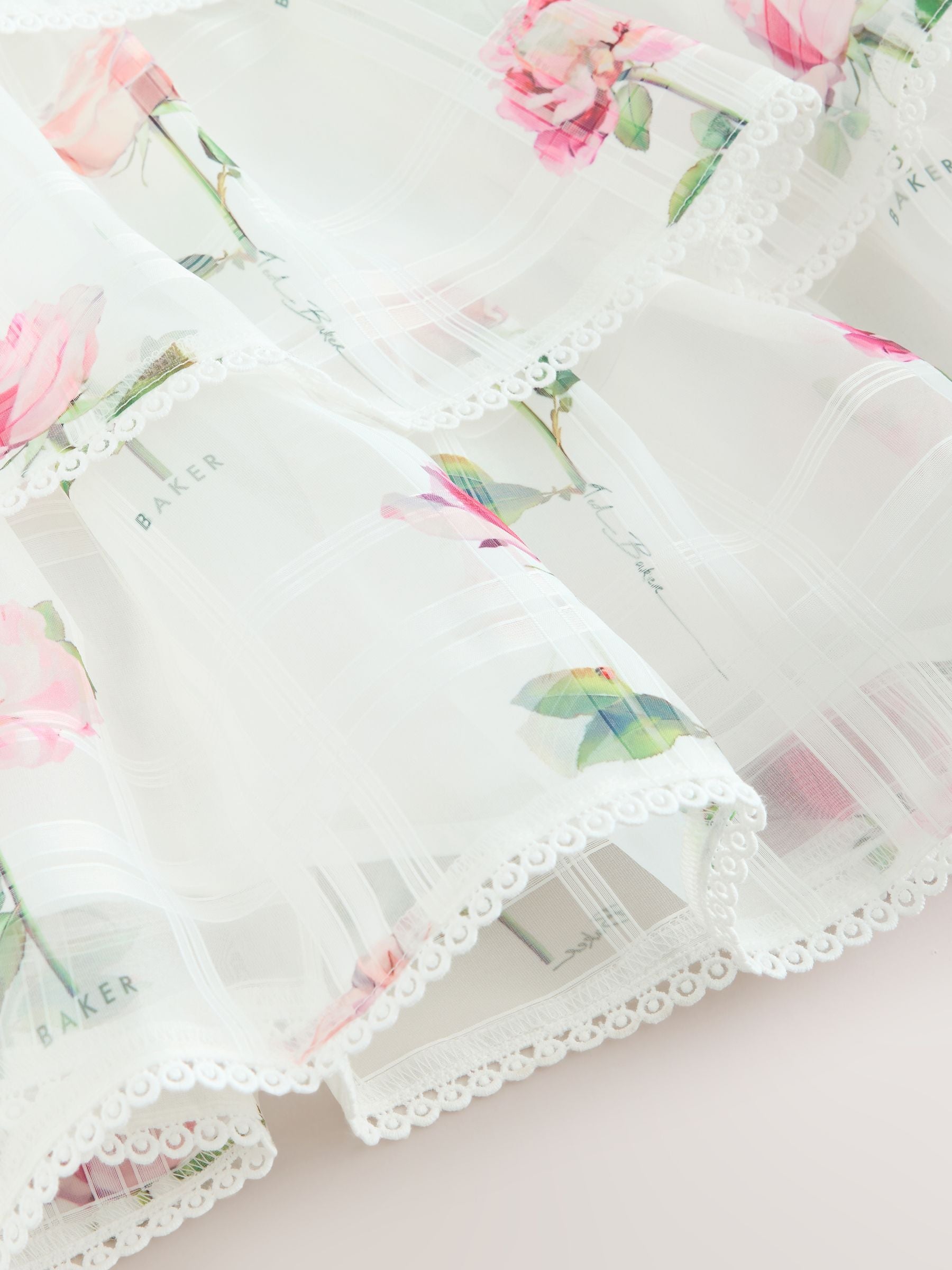 Baker by Ted Baker Burnout Organza Floral Tiered Midi White Dress image 9