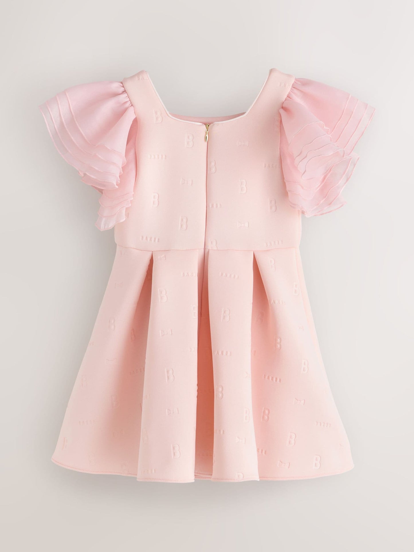 Baker by Ted Baker Pink Organza Frill Sleeve Embossed Scuba Dress image 10