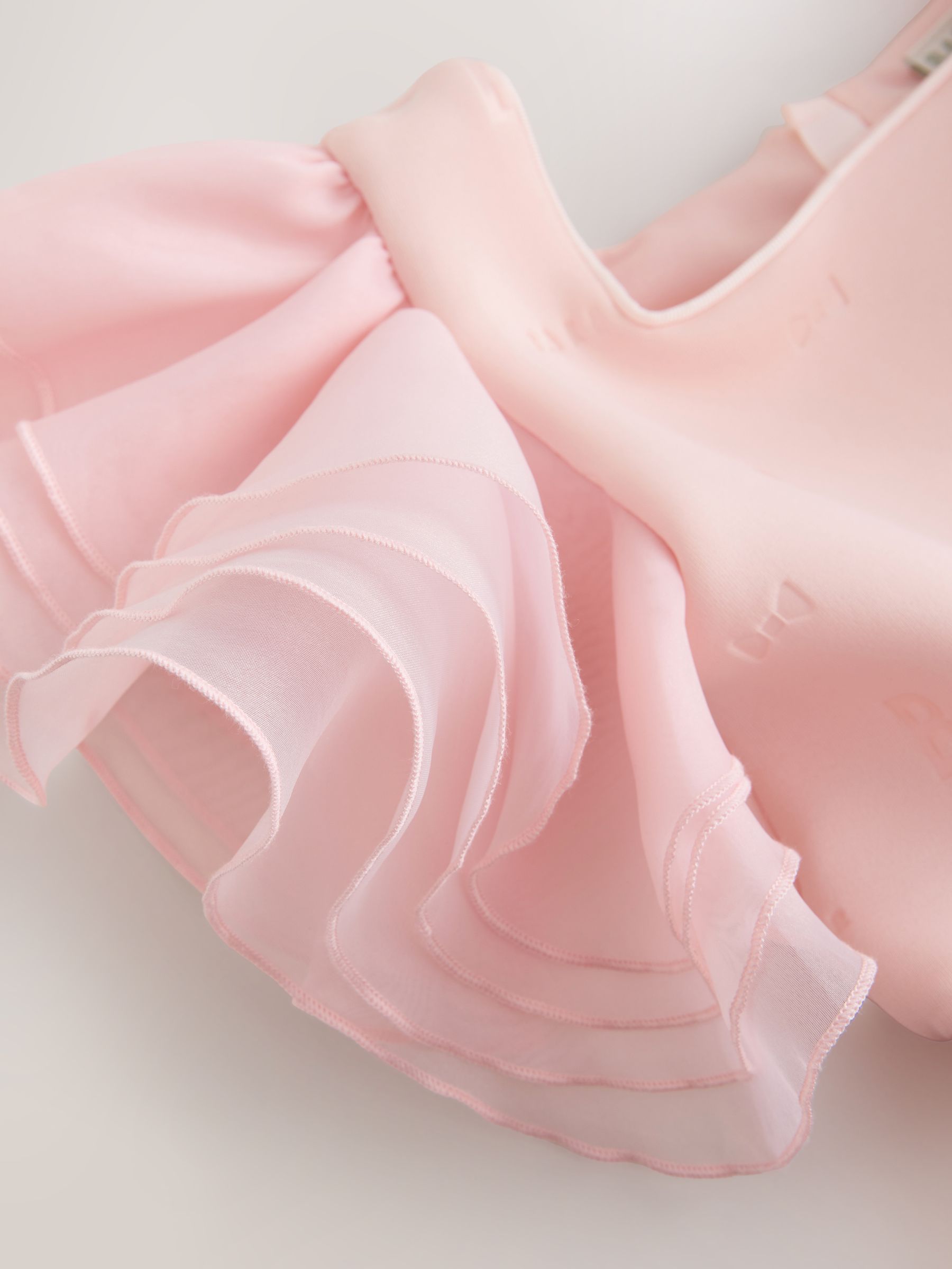 Baker by Ted Baker Pink Organza Frill Sleeve Embossed Scuba Dress image 11