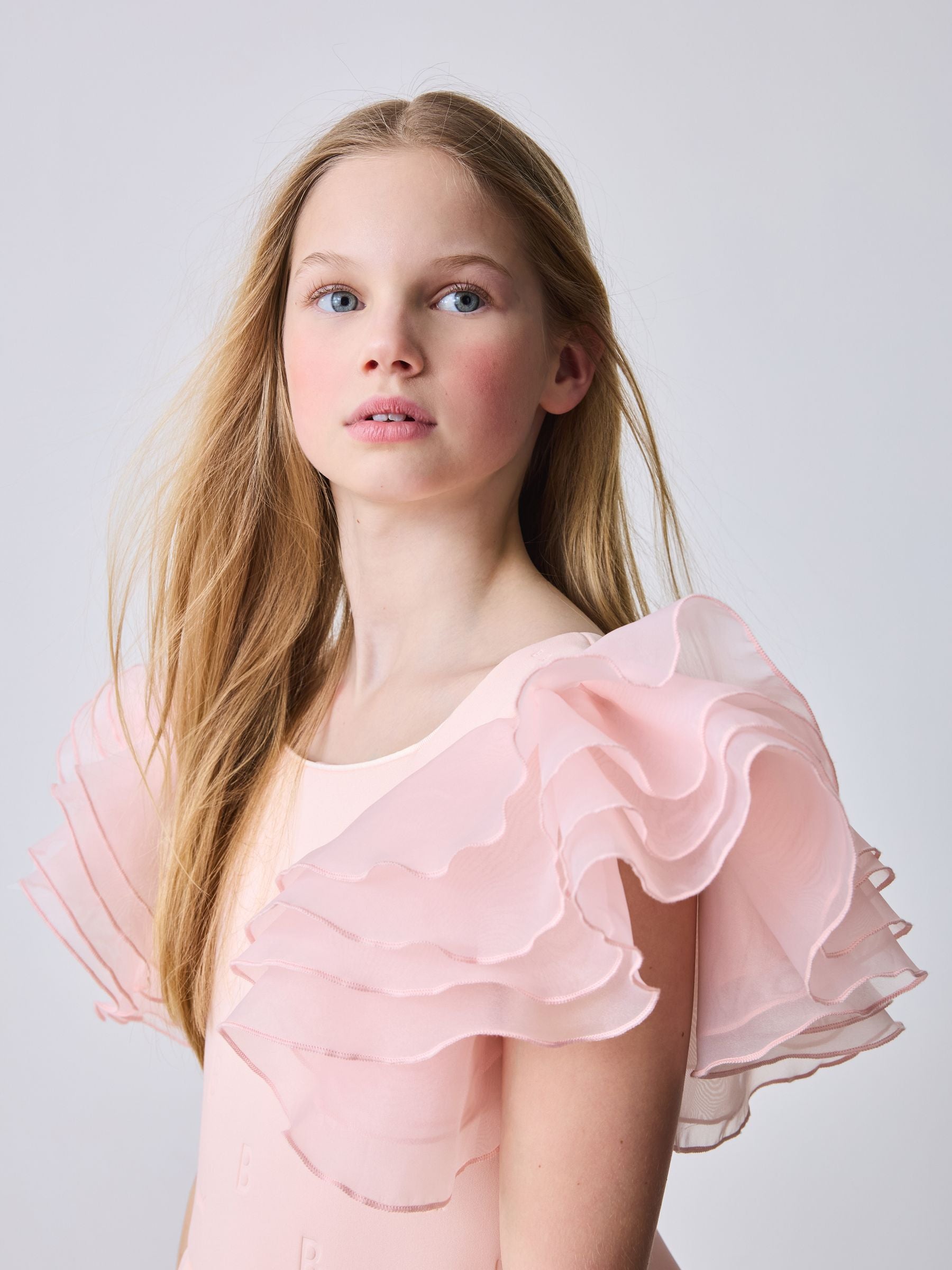 Baker by Ted Baker Pink Organza Frill Sleeve Embossed Scuba Dress image 7