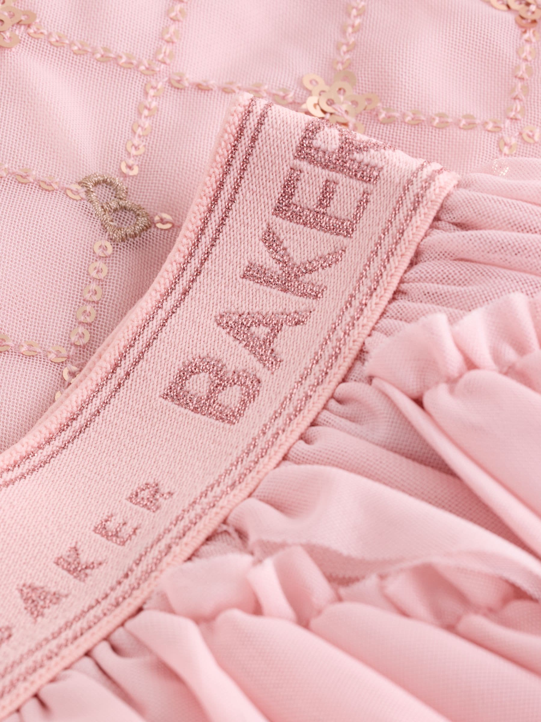 Baker by Ted Baker Pink 2 Piece Sequin Mesh Top & Ruffle Tier Skirt Set image 10