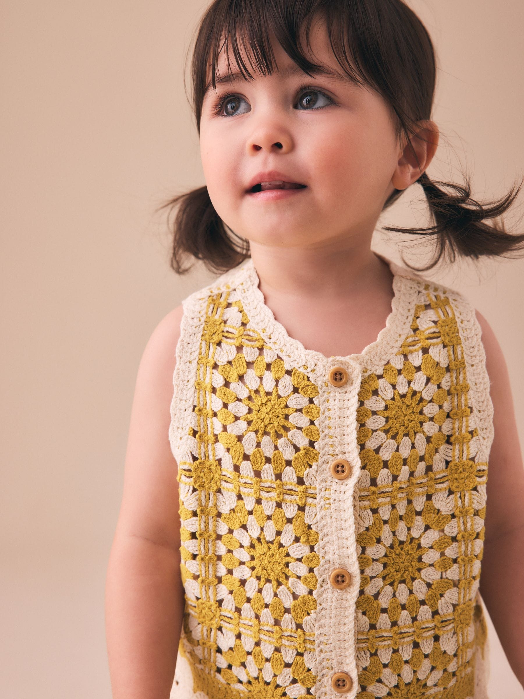 Ochre Yellow Crochet Top and Short set (12mths-7yrs) image 3