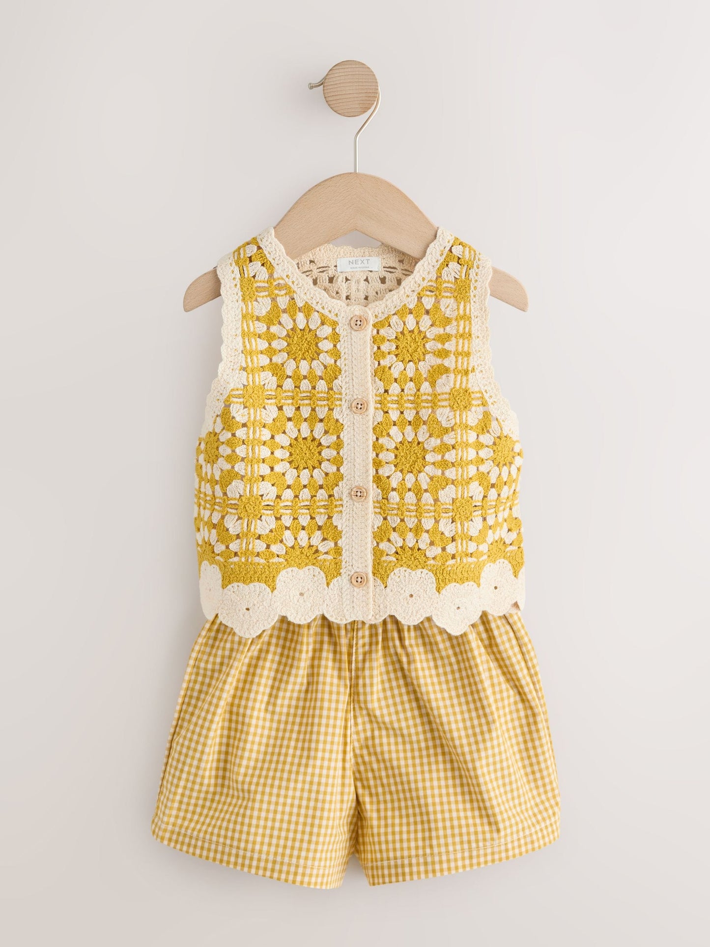 Ochre Yellow Crochet Top and Short set (12mths-7yrs) image 4