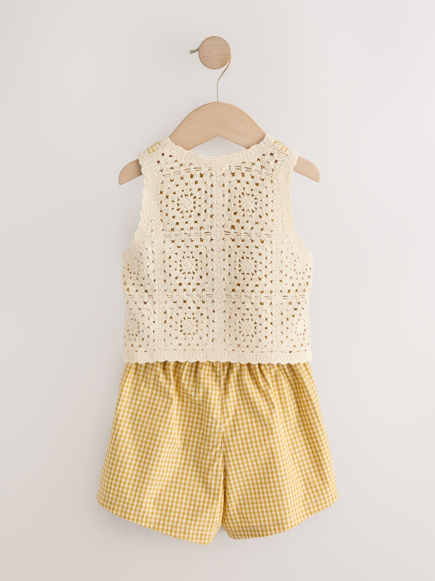 Ochre Yellow Crochet Top and Short set (12mths-7yrs) image 5
