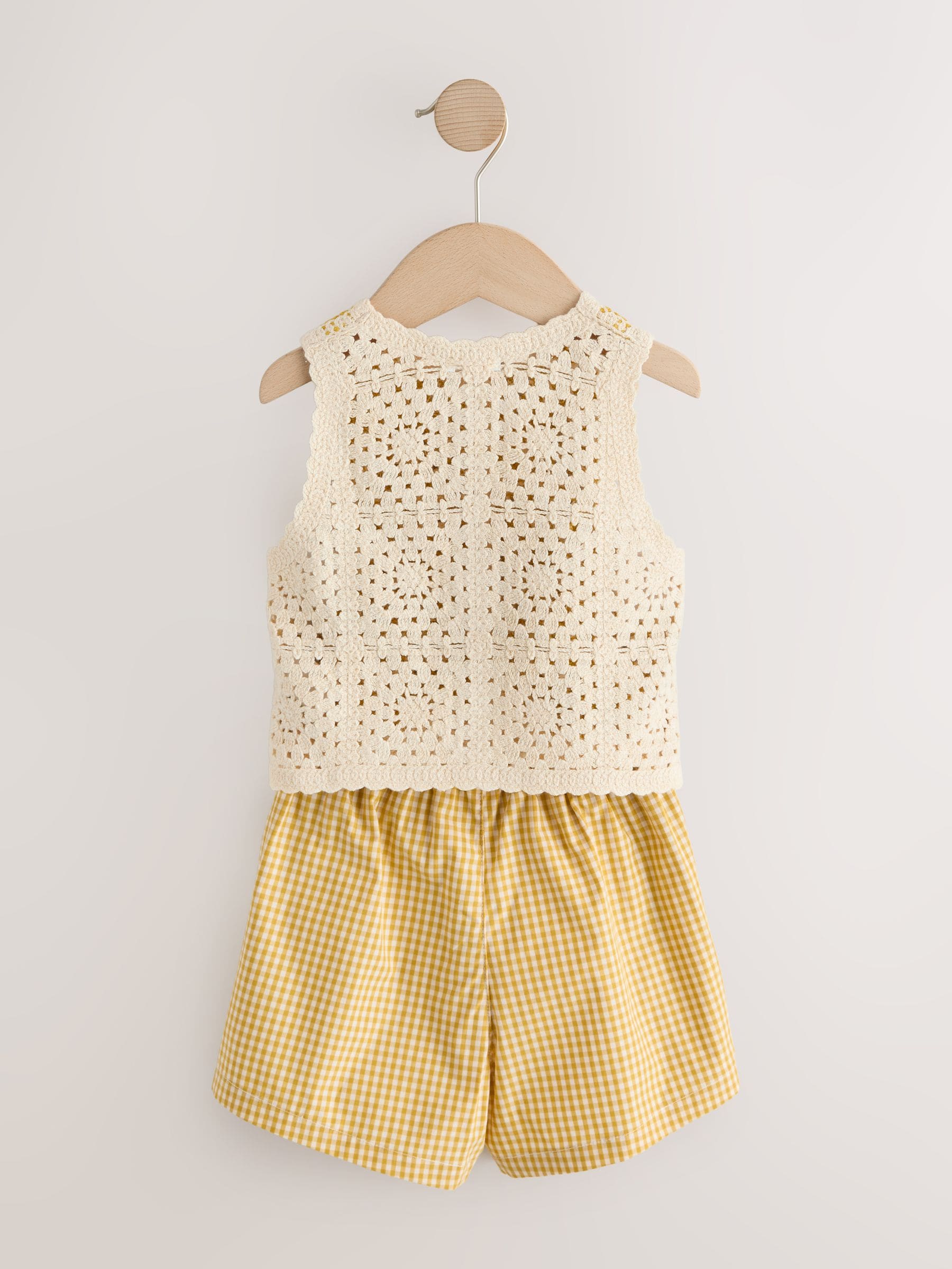 Ochre Yellow Crochet Top and Short set (12mths-7yrs) image 5