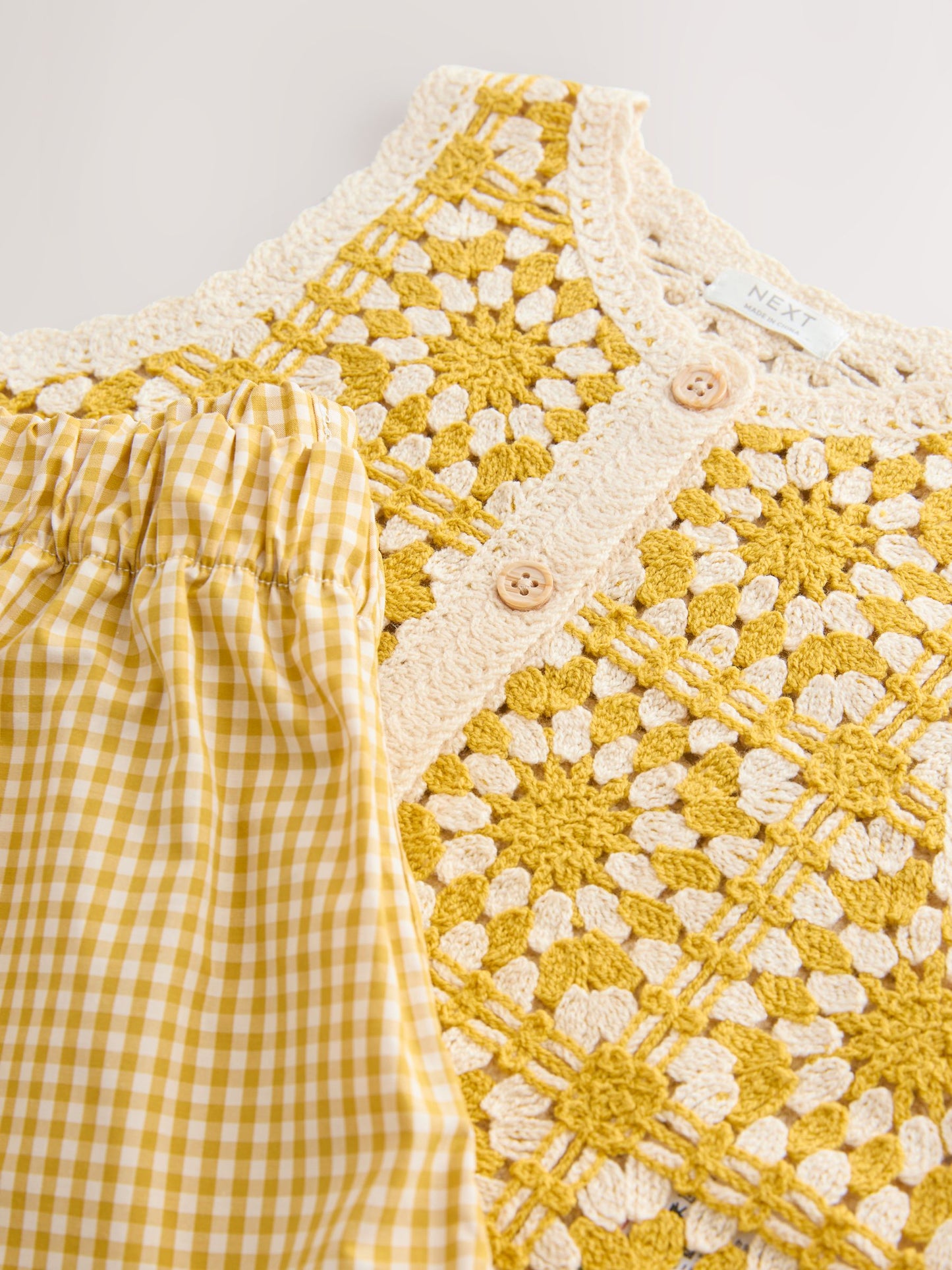 Ochre Yellow Crochet Top and Short set (12mths-7yrs) image 7