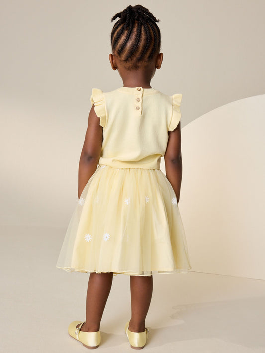 Yellow Knitted Top and Mesh Skirt Set (3mths-10yrs) image 2