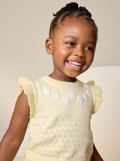 Yellow Knitted Top and Mesh Skirt Set (3mths-10yrs) image 3