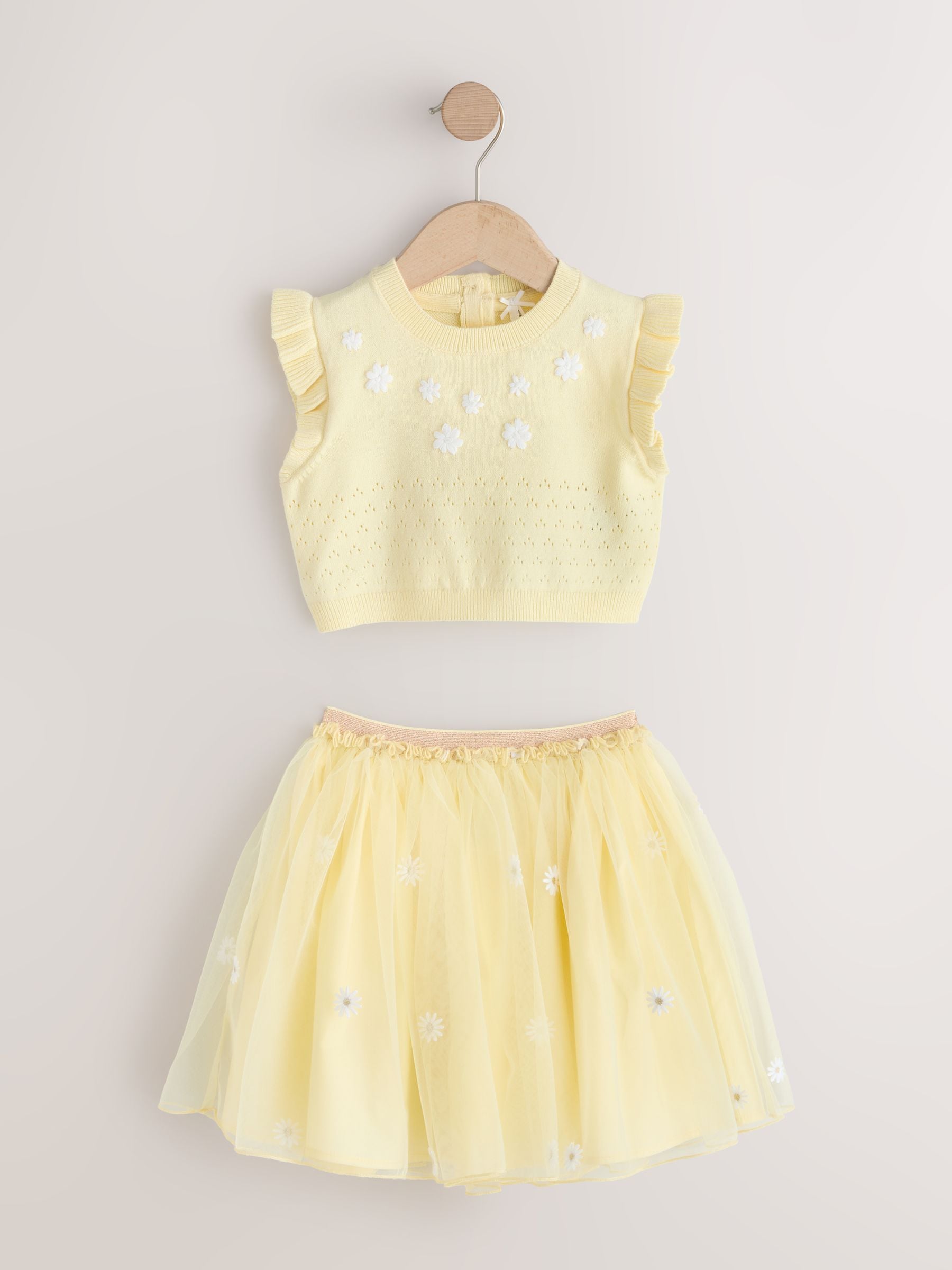 Yellow Knitted Top and Mesh Skirt Set (3mths-10yrs) image 4