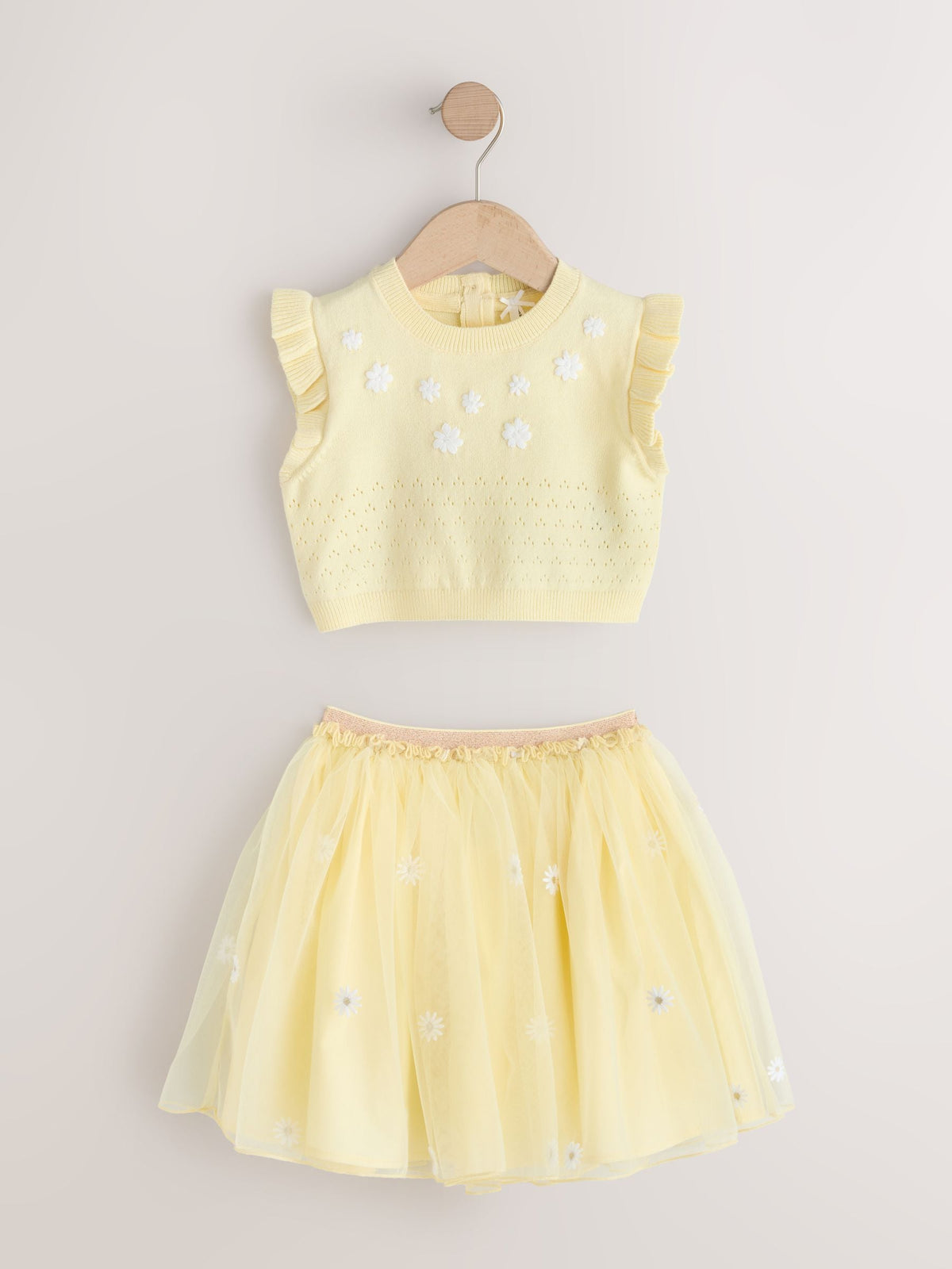 Yellow Knitted Top and Mesh Skirt Set (3mths-10yrs) image 4
