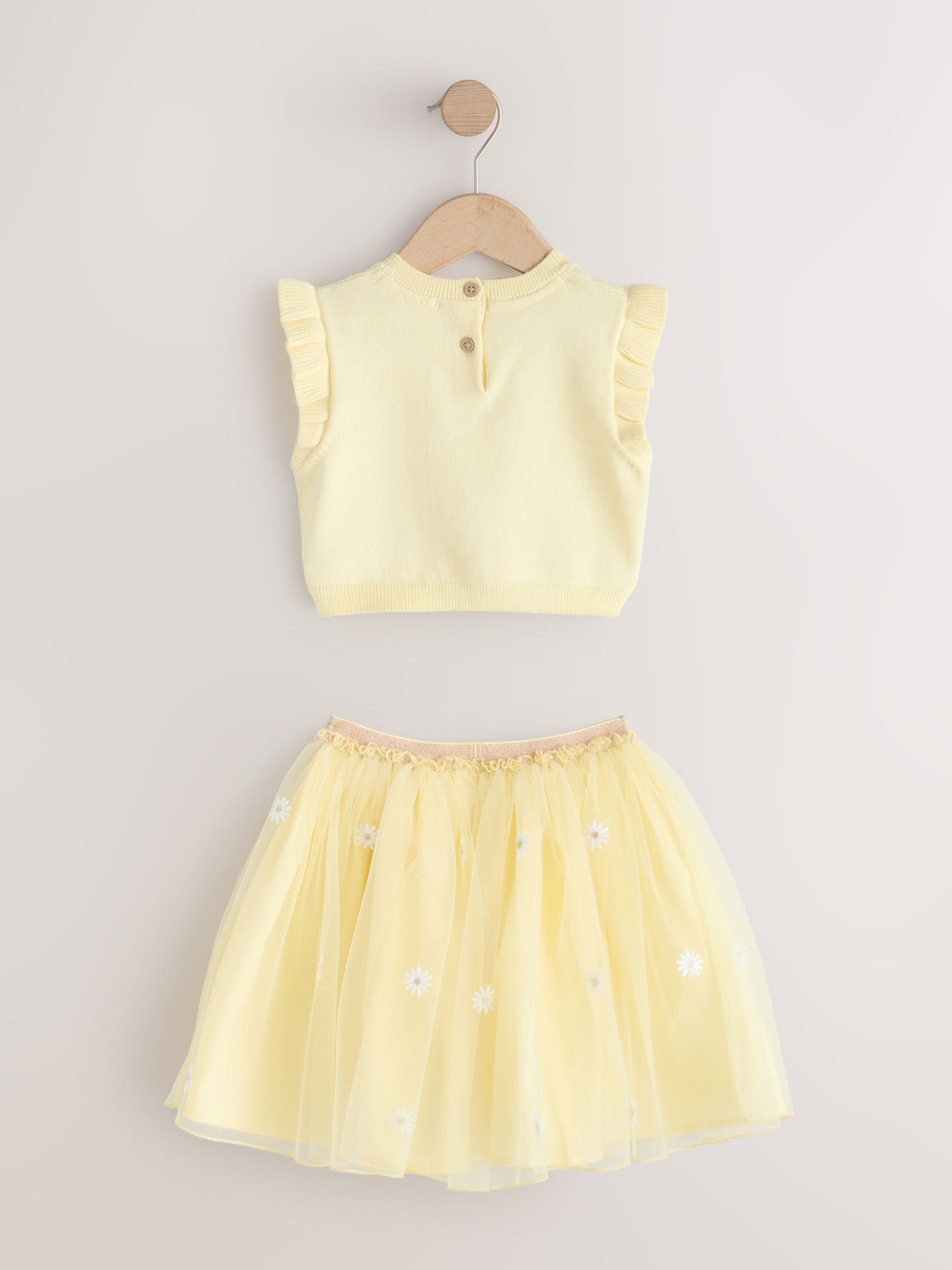 Yellow Knitted Top and Mesh Skirt Set (3mths-10yrs) image 5