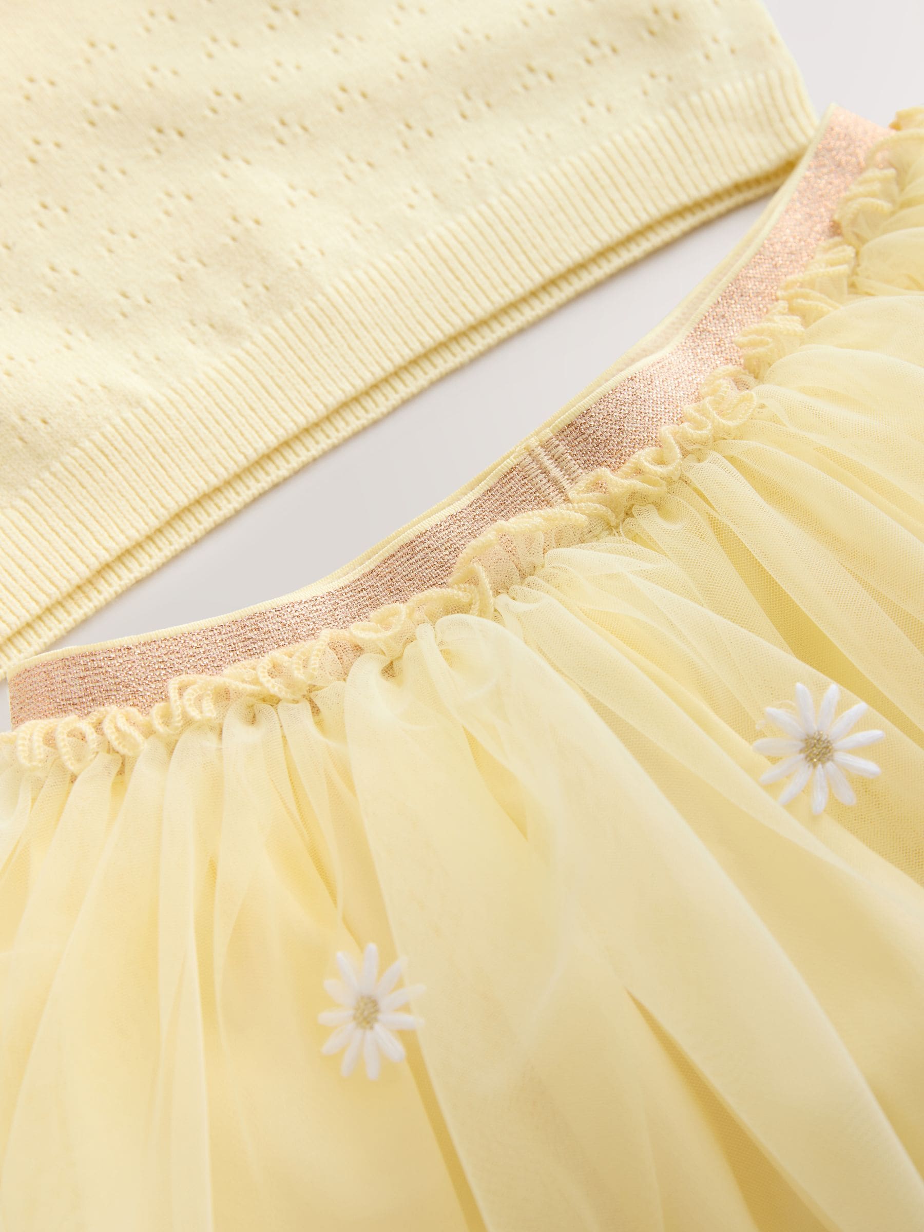 Yellow Knitted Top and Mesh Skirt Set (3mths-10yrs) image 7