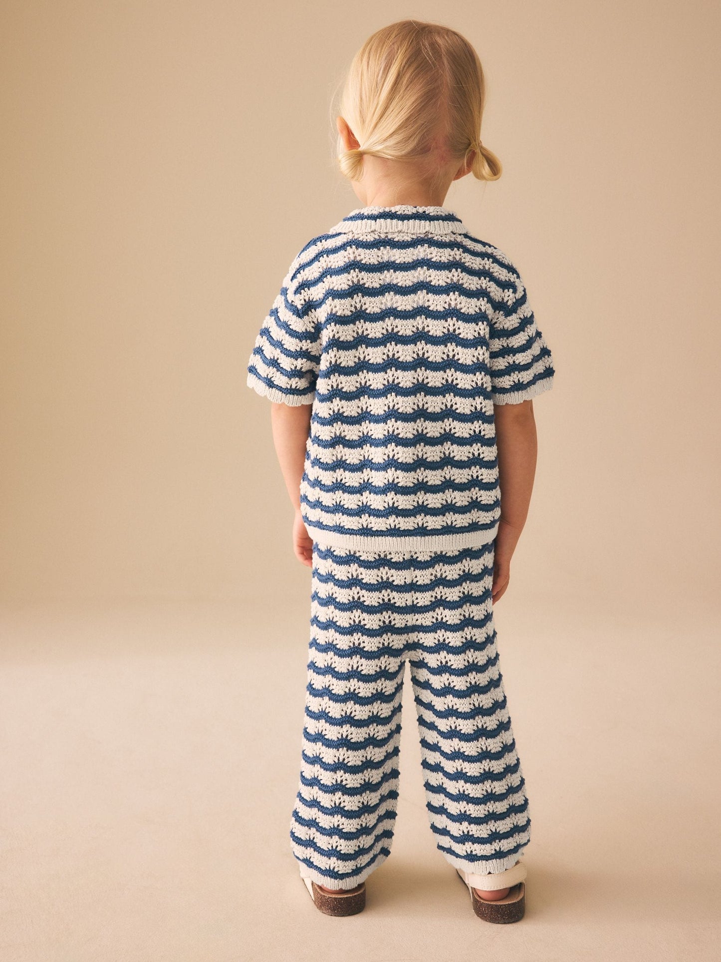 Navy Stripe Knitted Shirt and Trousers Set (3mths-10yrs) image 2