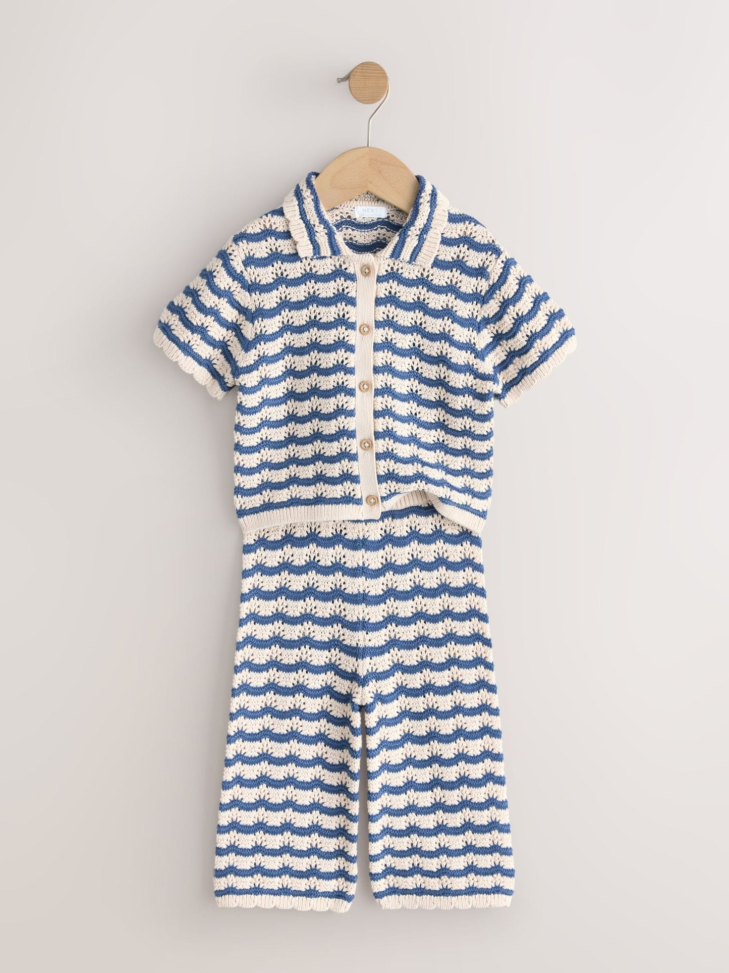 Navy Stripe Knitted Shirt and Trousers Set (3mths-10yrs) image 5