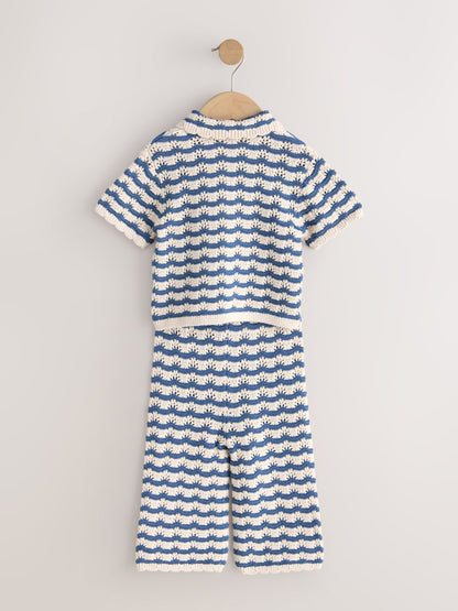 Navy Stripe Knitted Shirt and Trousers Set (3mths-10yrs) image 6