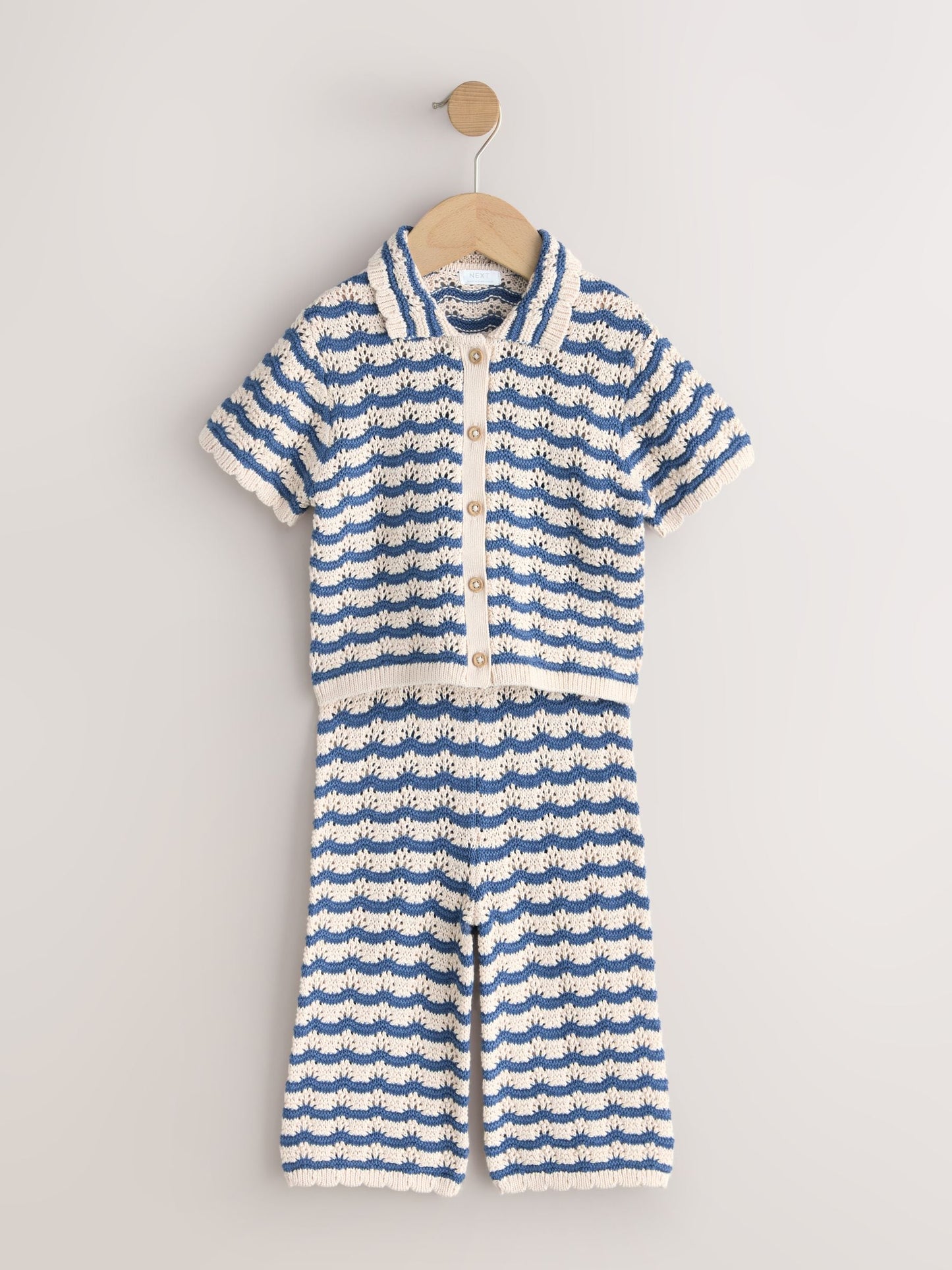 Navy Stripe Knitted Shirt and Trousers Set (3mths-10yrs) image 7