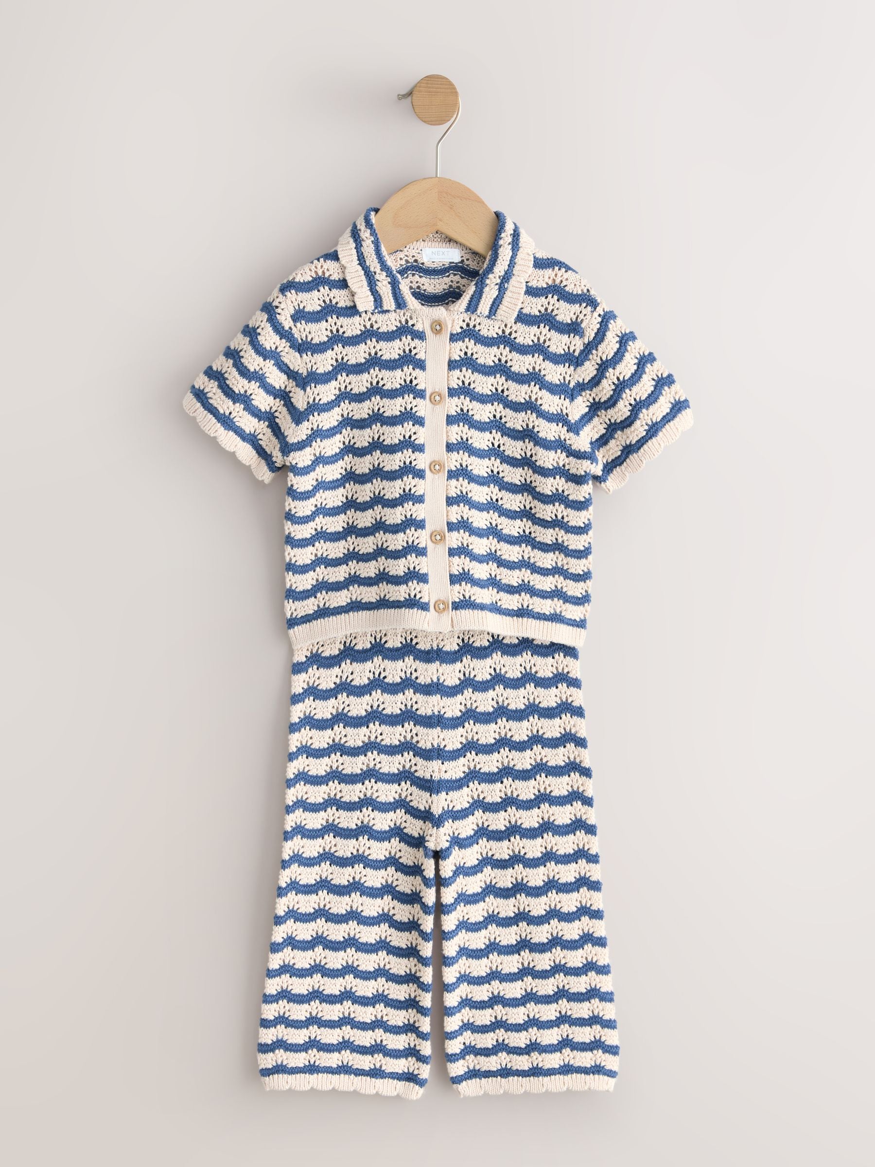 Navy Stripe Knitted Shirt and Trousers Set (3mths-10yrs) image 7
