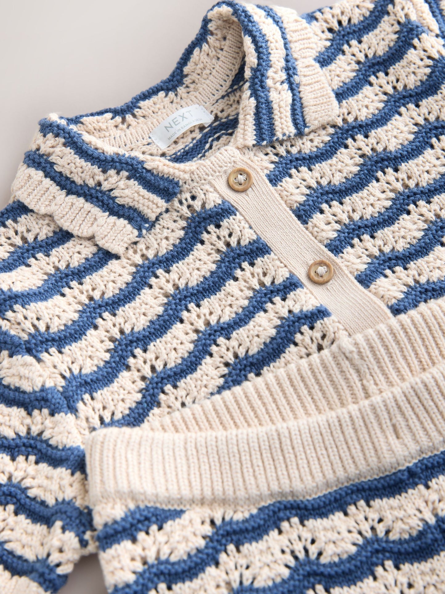 Navy Stripe Knitted Shirt and Trousers Set (3mths-10yrs) image 9