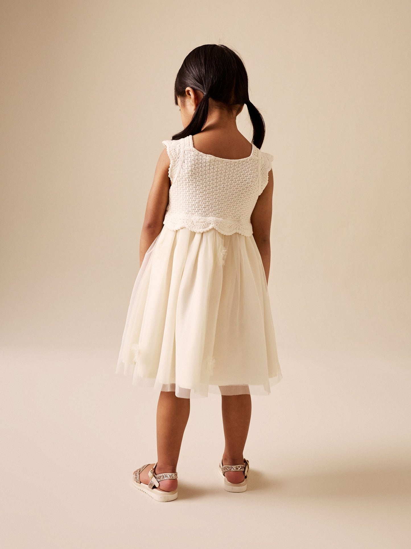 Ecru Occasion Flower Dress (3mths-10yrs) image 3