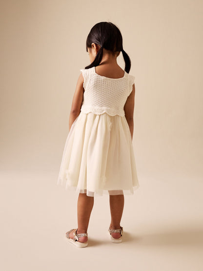 Ecru Occasion Flower Dress (3mths-10yrs) image 3