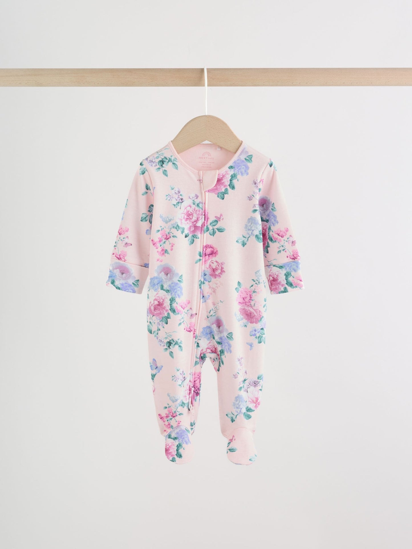 Pink Two Way Zip Baby Sleepsuit 3 Pack (0-2yrs) image 3