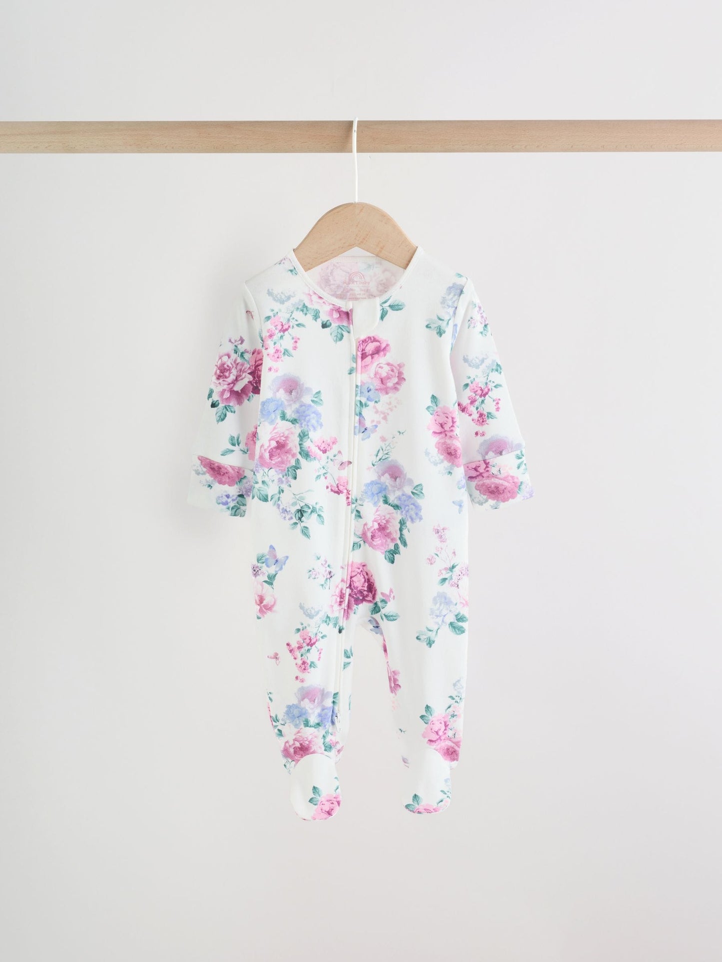 Pink Two Way Zip Baby Sleepsuit 3 Pack (0-2yrs) image 5