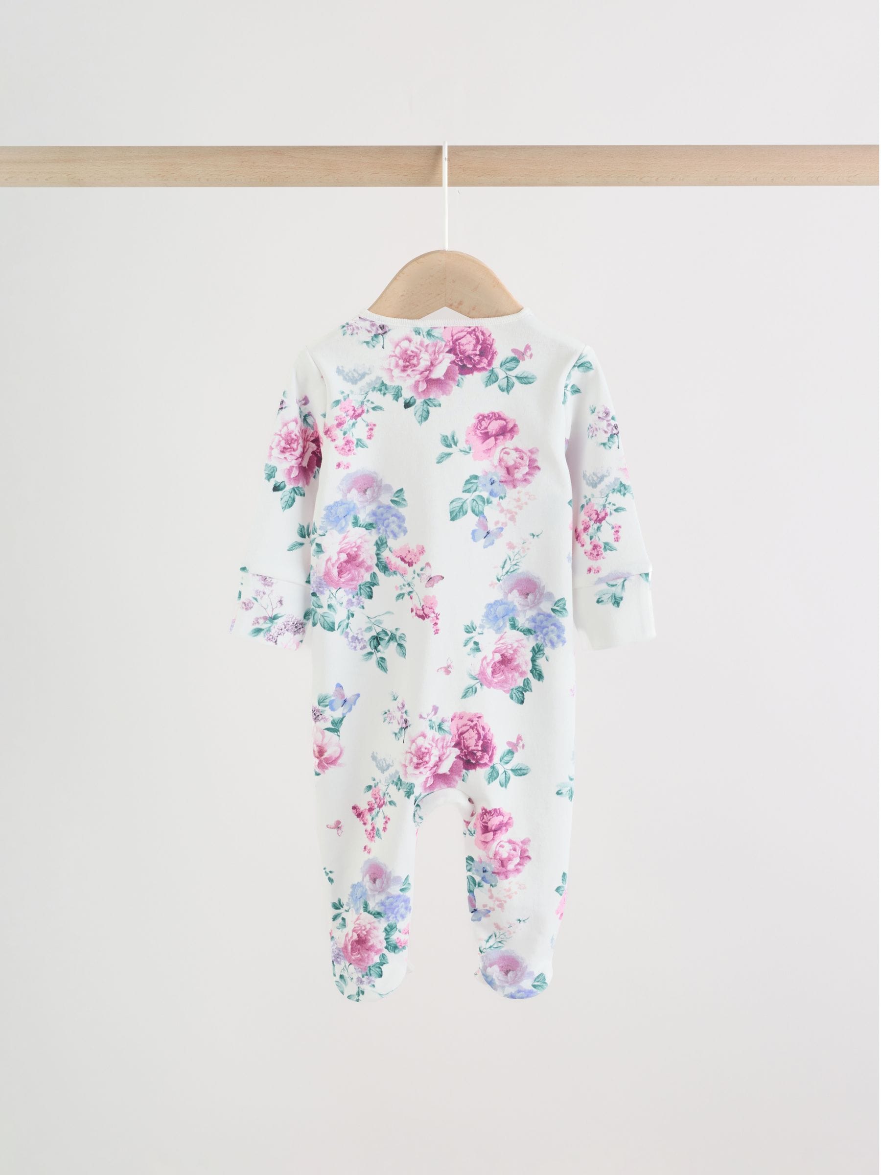 Pink Two Way Zip Baby Sleepsuit 3 Pack (0-2yrs) image 6
