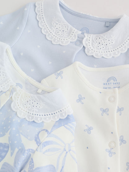 Blue Baby Sleepsuits 3 Pack (0mths-2yrs) image 3